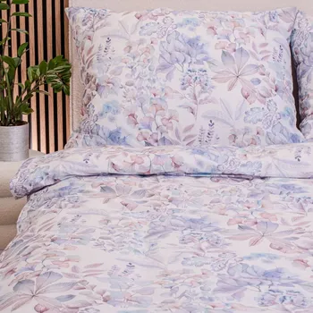 Bavlněné povlečení na přikrývku 140x200 cm fialové listy