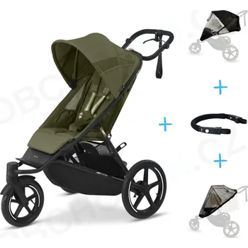 Kočárek Set 4v1 Cybex Avi Spin Moss Green Gold + pláštěnka Thule + ochranná síť + madlo