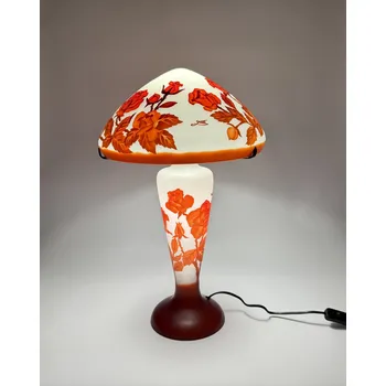 Stojací lampa SKLENĚNÁ LAMPA VE STYLU GALLE - ČERVENÁ RŮŽE