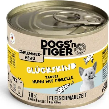 Krmivo pro kočku 12×200g Dogs'n Tiger Gourmet Menu - výhodné balení - kuřecí s pstruhem I Kitten