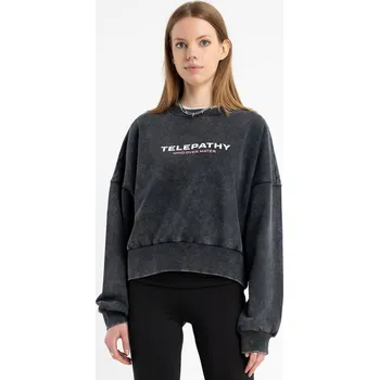 Dívčí mikina Reporter Young | Dívčí černá mikina BOXY bez kapuce s potiskem „TELEPATHY“ - Barva ČERNÁ, Velikost 164 253-0550G-23-190-1