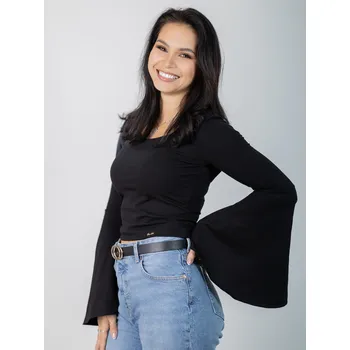 Dámské tričko Bavlněné černé tričko VSB DORA s dlouhým rukávem, VELIKOST 2XL