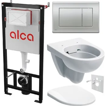 Alcadrain Set modulu do sádrokartonu, WC Geberit Selnova, sedátka a tlačítka M272, chrom mat