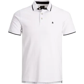 Pánské tričko Jack and Jones Paulos Tipped Pique Short Sleeve Polo Shirt White S