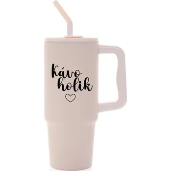 KÁVOHOLIK - růžový cestovní termohrnek 900 ml