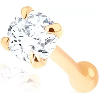 Piercing Rovný piercing do nosu ve žlutém 14K zlatě - čirý broušený zirkonek