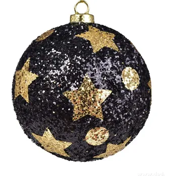 Vánoční dekorace ZLATÉ HVĚZDY & ONYX | XL koule s hvězdným dekorem | 9 cm