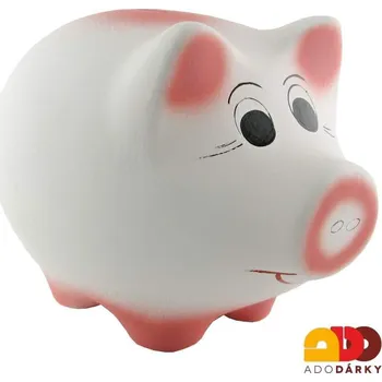 Pokladnička Pokladnička prasátko střední bílé 24 cm (Tradiční pokladnička ve tvaru prasátka)