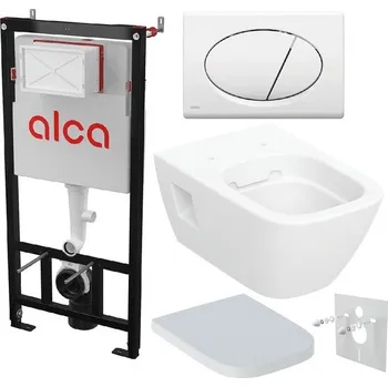 Alcadrain Set modulu do sádrokartonu, Geberit WC Selnova Square, sedátka a tlačítka M70, bílá