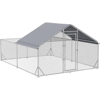 PawHut Bantam Chicken Coop Stříbrná 400 cm x 300 cm x 195 cm