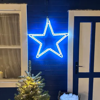 Vánoční dekorace DECOLED LED světelná hvězda I, závěsná, pr. 74 cm, ledově bílá