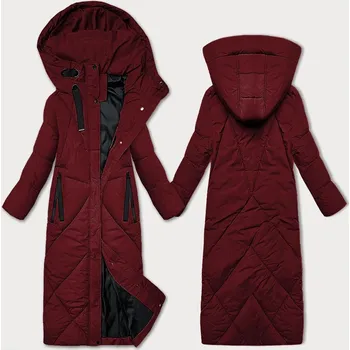 Dámská zimní bunda ve vínové bordó barvě v délce ke kolenům J Style (5M3232-1) odstíny červené L (40)