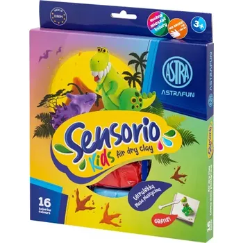 Modelovací hmota AstraFUN Modelovací hmota (air dry clay) Sensorio Kids Dinosaurus, 16 barev, 336123024