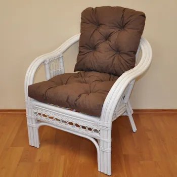 Ratanové křeslo Rio De Janeiro bílé - polstr hnědý melír