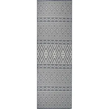 Koupelnová předložka zahrada-XL Venkovní hladce tkaný koberec 80 x 250 cm modré pruhy 340835