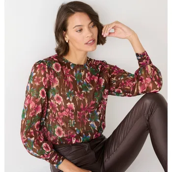 Dámská halenka Halenka s potiskem květin fialová 44