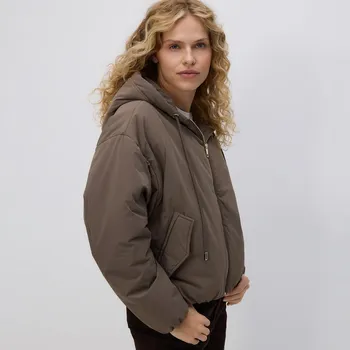 Dámský kabát Reserved - Bunda bomber s kapucí - šedobéžová - 731HD-74X - 731HD-74X-S