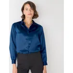 Saténová košile s dlouhými rukávy tmavě modrá 36