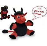 Moravská Ústředna Brno Čert Hubert mluvící plyš na kartě 20 cm