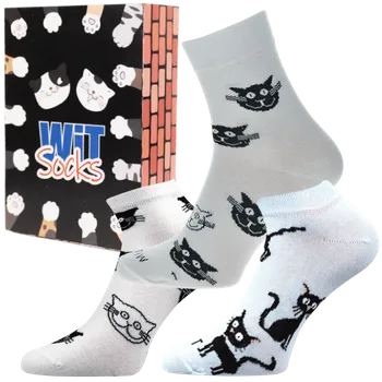 Pánské ponožky Dárkový set - Kočky 5 mix - velikost 39-42 (Velikost 39-42)