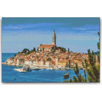 Diamantové malování Diamantové malování - Město Rovinj - Chorvatsko Velikost: 40x60cm, Rámování: Pouze srolované plátno, Diamanty: Kulaté