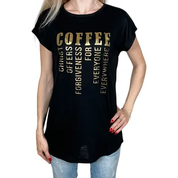 Emola Dámské tričko s krátkým rukávem COFFEE Barva: Černá, Velikost: XL