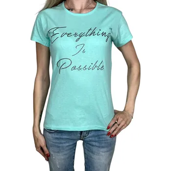 AKKAYA Dámské tričko s krátkým rukávem EVERYTHING Barva: Tyrkysová, Velikost: XL