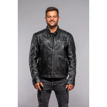 Pánská černá kožená bunda Divoký býk Ismael Velikost 60