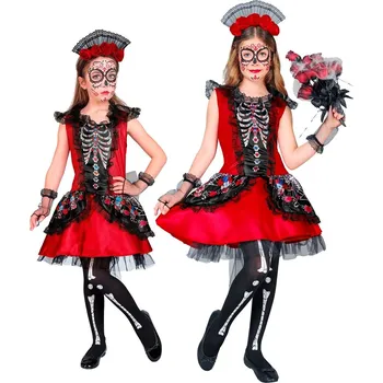 Karnevalový kostým Dívčí kostým Día de los muertos/Den mrtvých červená Pro věk 8-10 let