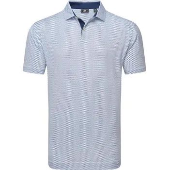 Golf FootJoy Irongate Print Lisle pánské polo, bílo/tmavě modré pánské, 3XL