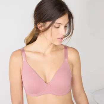 Podprsenka Polovyztužená podprsenka Pantaleo s tvarovanými košíčky, s pružnými kosticemi růžové dřevo 80D