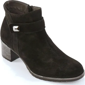 Dámské kozačky Kotníkové kožené kozačky na podpatku černá 40