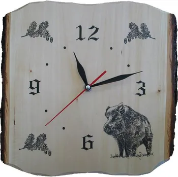 Hodiny Dřevo Novák Hodiny prase&nbsp; deska s kůrou