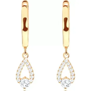 Náušnice Zlaté náušnice 585 - lesklý oblouček, třpytivá kontura kapky, kulatý zirkon