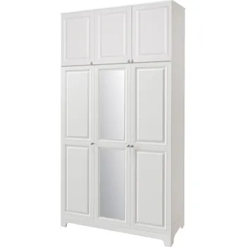 Šatní skříň Skříň č. 3 / MDF V.2 + Zrcadlo V.2 + Vysoká nástavba Madrid