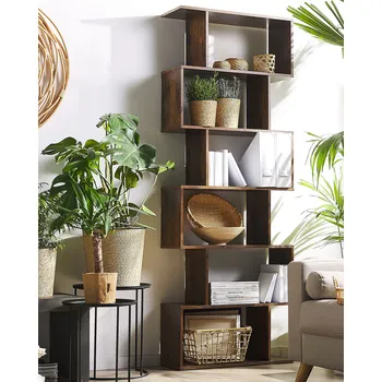 Knihovna Knihovna z tmavého dřeva se 6 otevřenými policemi, moderní, volně stojící Beliani