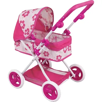 Kočárek pro panenku Woopie hluboký kočárek pro panenky s nastavitelnou rukojetí, květinový vzor