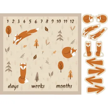 Imitace bavlny PANEL 160x120 - milníková deka podzimní lišky béžové