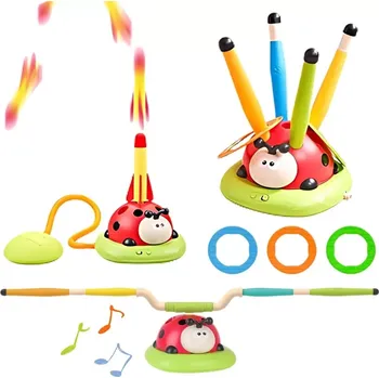 Desková hra WOOPIE Interaktivní hra pro děti 3v1: Raketomet, Švihadlo, Hra s terčem Beruška