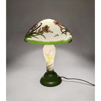 Stojací lampa SKLENĚNÁ LAMPA VE STYLU GALLE - ZELENÁ, KOSATCE