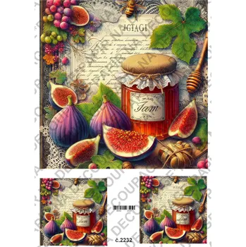 Umělecký papír Rýžový a soft papír na decoupage - Ovoce, zavařenina, vintage - KB2232 Materiál: Soft, Rozměr: A4