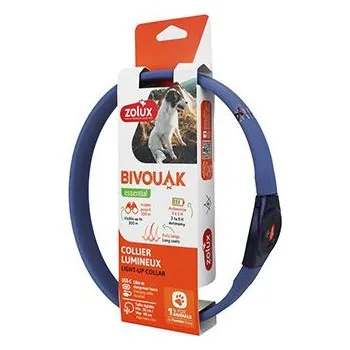 Obojek pro psa Obojek LED velký BIVOUAK 30-60cm USB modrá Zolux
