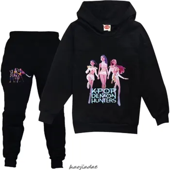 KPop Demon Hunters (Lovkyně démonů) Tepláková souprava KPop Demon Hunters (Huntrix), černé kalhoty + barevné mikiny Barva: černá mikina + černé kalhoty, Velikost: 130