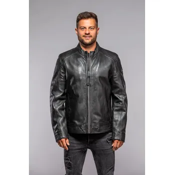 Pánská casual bunda Černá pánská kožená bunda MMTamaro Velikost XXXL