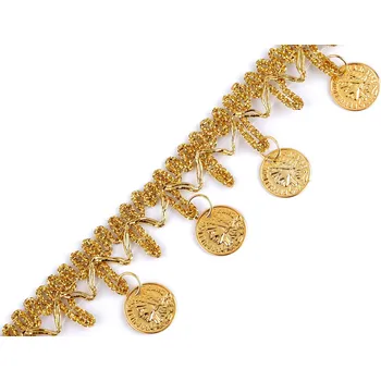 Stuha Shakira leonský prýmek s penízky šíře 38 mm Varianta: zlatá, Balení: 13.5 m