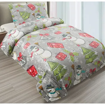 Povlečení České povlečení Mikroplyšové povlečení mikroflanel SNĚHULÁCI 70x90 140x200 cm zip