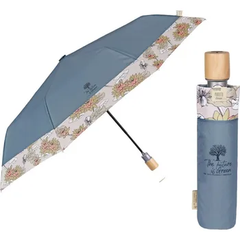 Deštník Elegantní skládací dámský deštník Perletti Green "Fiori di Loto" - petr. zelená, 19160