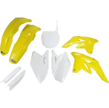 UFO kompletní sada plastů (FULL KIT) s kryty tlumičů SUZUKI RMZ 250 07-09 barva (bílá/žlutá - s bílou tabulka se startovacím číslem) (SU407E999) (UFO kompletní sada plastů (FULL KIT) s kryty tlumičů SUZUKI RMZ 250 07-09 barva (bílá/žlutá - s bílou tabulka