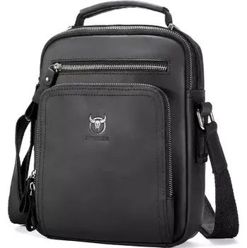 Bullcaptain pánská kožená taška Vectors Černá - Velikost S (SMALL)