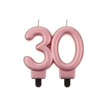 Dortová svíčka Dortová svíčka metalická - Číslice 30 / RŮŽOVÁ